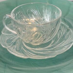 Vintage KIG set of four cup and saucers swirl pattern